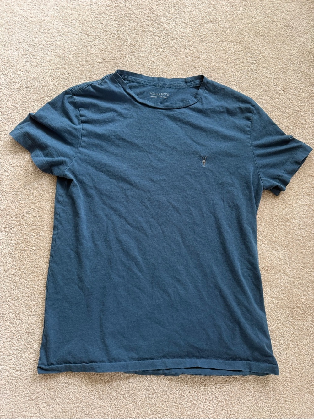 All Saints Men’s Slate Blue Short Sleeve Crew T-Shirt